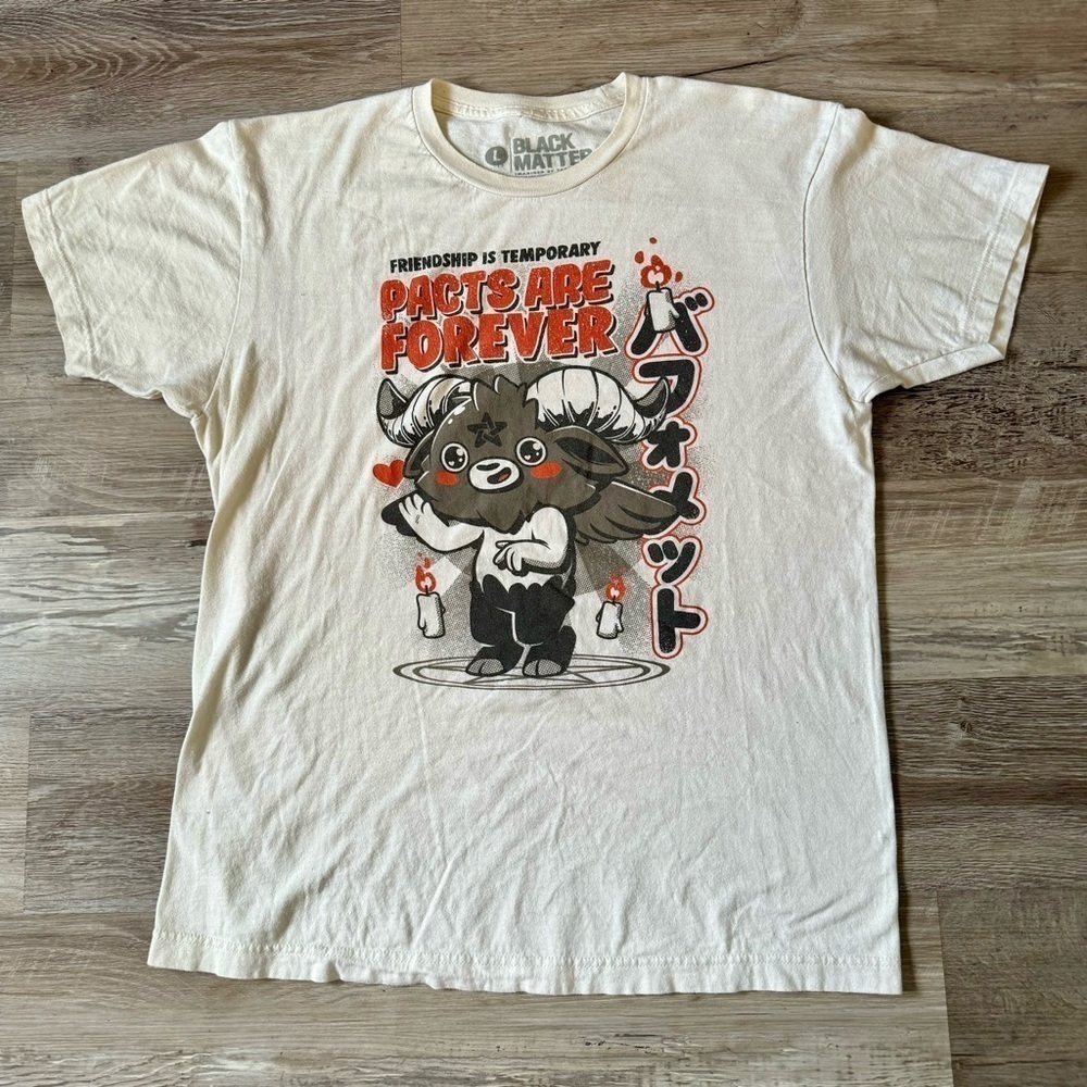 Black Matter Satan Lucifer goat t shirt pacts are forever men L